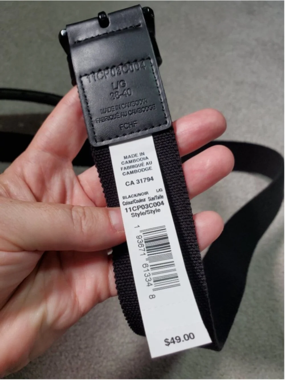COLUMBIA NWT Stretch Webbing Belt Black Large 38-40 Casual Outdoor Travel Golf